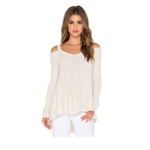 Free People Moonshine V-Neck Cream Sweater Small